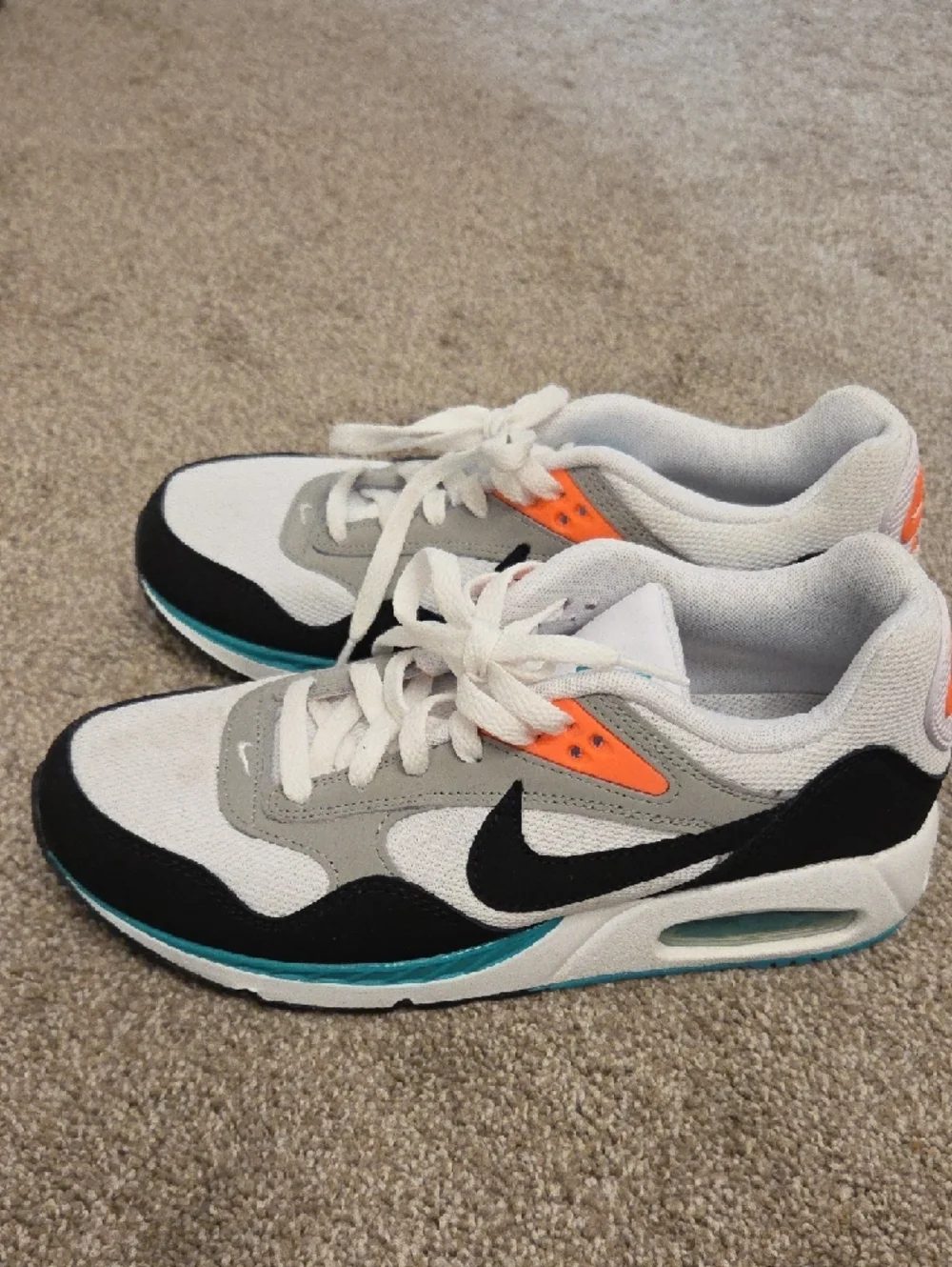 Nike White, Black, Gray, Orange & Teal Retro Running Shoes - Picture 2 of 7